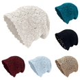 thumbnail image 1 of Ticikt Women Hollow Crochet Slouchy Beanie, Lightweight Breathable Retro Knit Versatile Sun‑Protective Crochet Skull Hat for Ladies,Beige, 1 of 4