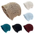 thumbnail image 1 of Ticikt Women Hollow Crochet Slouchy Beanie, Lightweight Breathable Retro Knit Versatile Sun‑Protective Crochet Skull Hat for Ladies,Khaki, 1 of 4