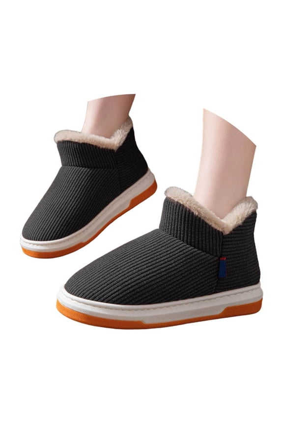 Ticikt Women Men Ankle Bootie Slipper Plush Warm Indoor Outdoor Shoes Comfy Fleece Lined Memory Foam Slipper with Anti-Slip Sole,Color:Grey,Size:9