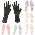 thumbnail image 1 of Ticikt Women MidâLength Sun Protection Gloves, Breathable Thin Nonâ Gloves for Driving Cycling,Black, 1 of 4