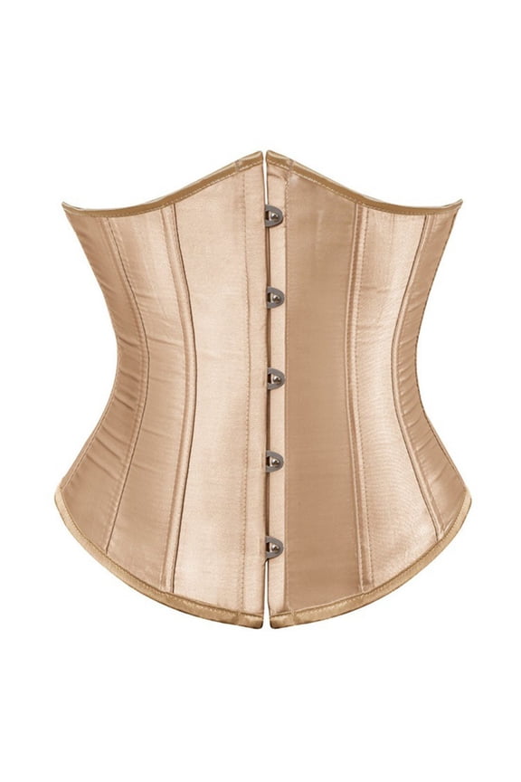 Ticikt Women Satin Waist Trainer Corset, Front Hook Tummy Control Cincher, Retro Slim Fit Shaper Underbust Top,Color:Gold