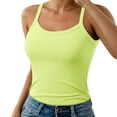 thumbnail image 1 of Ticikt Women Spaghetti Strap Scoop Neck Ribbed Tank Tops Slim Fitted Cotton Camisole Basic Sleeveless Layering Shirts,Color:Light Green1, 1 of 5