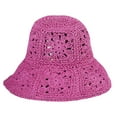 thumbnail image 1 of Ticikt Women Straw Sun Hat Floral Woven Crochet Bucket Hat Accessories Beach Hat Hand Woven Boho Foldable Cap,Color:Hot Pink, 1 of 3