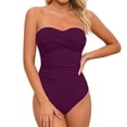 thumbnail image 1 of Ticikt Women Tummy Control 1 Piece Swimsuits Strapless Bandeau Bathing Suits Slim Fit Halter Swimwear,Color:RD2,Size:L, 1 of 4