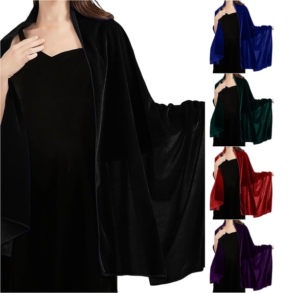 Ticikt Women Velvet Shawl, Elegant Bridesmaid Wedding Evening Dress Wrap Scarf for Party Banquet,Black