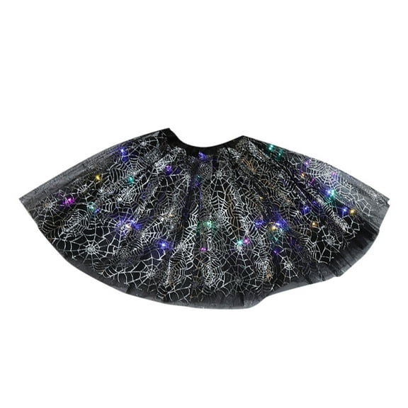 Ticikt Women's Ballet Dance Tutu Skirt with Sparkling LED Lights for Halloween Party,Color:Silver