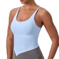 thumbnail image 1 of Ticikt Women's Butterluxe Y Back Longline Sports Bra with Spaghetti Straps Racerback Padded Yoga Workout Crop Tank Top,Color:Light Blue, 1 of 4