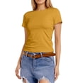 thumbnail image 1 of Ticikt Women's Casual Basic Going Out Crop Tops Slim Fit Short Sleeve Crew Neck Tight T Shirts 2026,Color:Orange,Size:XXL, 1 of 6