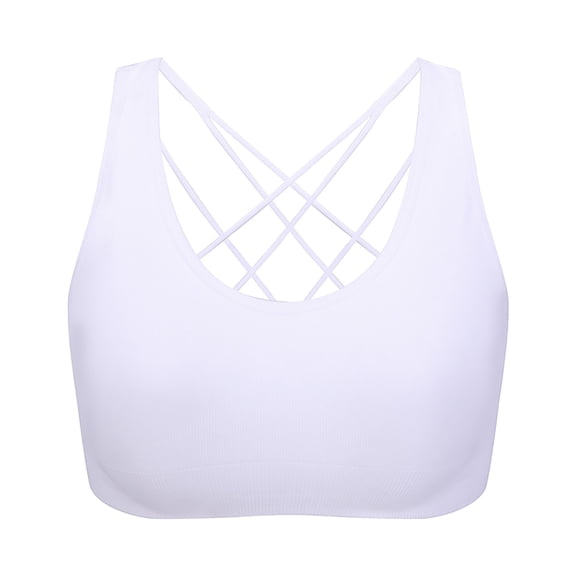 Ticikt Women's Cross Back Sports Bra Padded Strappy Medium Support Yoga Bra for Workout Fitness,Color:White
