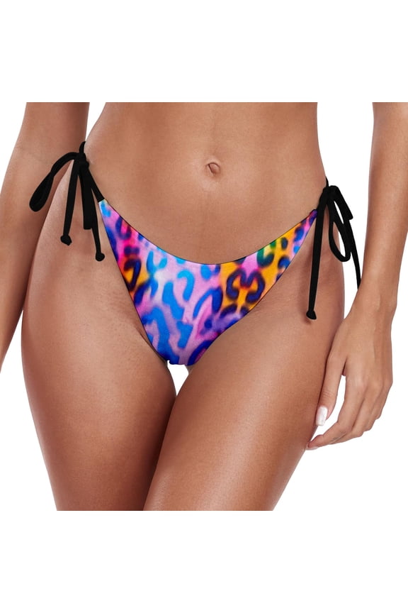 Women's Full Coverage Swim Bottom Tie Sides Bikini Bottom with Colorful Print,Multicolour2