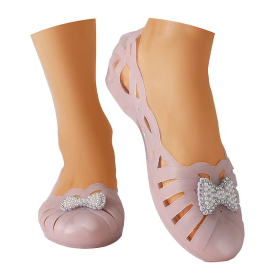 Ticikt Women's Jelly Sandals Ballet Shoes On Flats Hollow Out Loafers