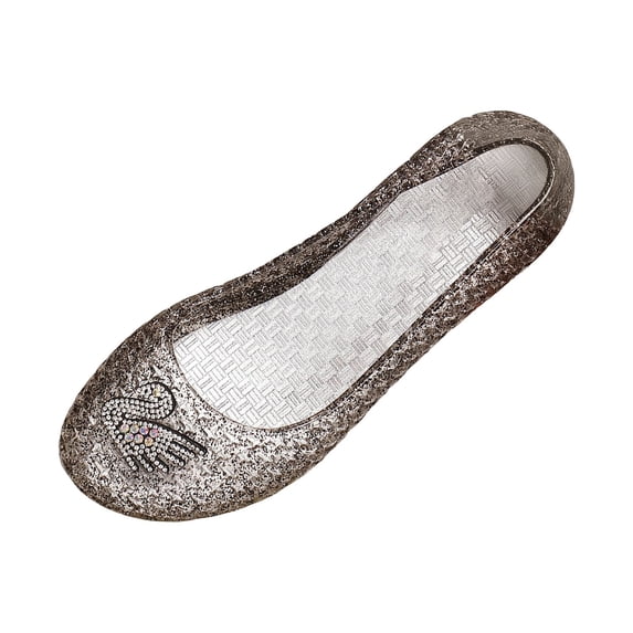 Ticikt Women's Jelly Sandals Slingback Bling Beach 80s 90s Retro Flat Shoes
