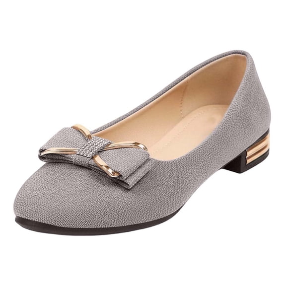 Ticikt Women's Low Block Chunky Heels Pointed Toe Closed Toe Work Pumps Slip on Comfort Dress Shoes for Women,Color:Dark Gray,Size:9