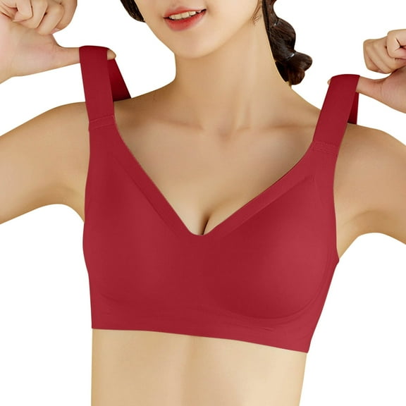 Ticikt Women's One Fab Fit Underwire Demi T-Shirt Convertible Yoga Bra Comfortable Support Seamless Design,Color:Red