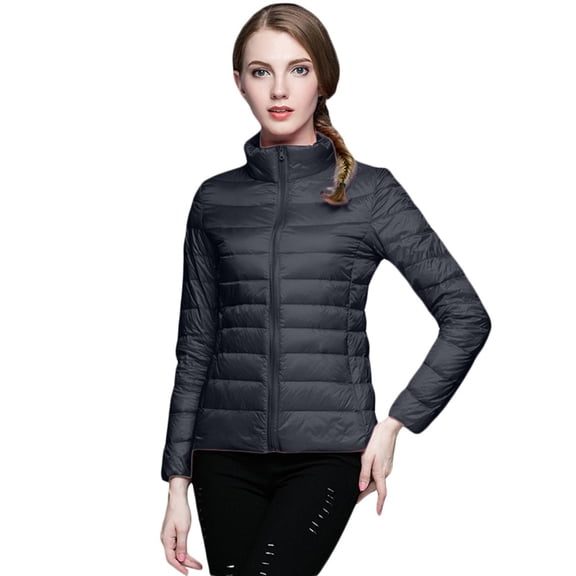 Ticikt Women's Packable Ultra Light Weight Short Down Jacket Warm Outerwear No Hood Trench