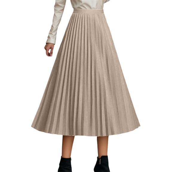 Ticikt Women's Pleated Skirts High Waist Stretchy A Line Ribbed Knit Sweater Midi Skirt Early Spring Fall Winter Clothing,Color:Light Yellow