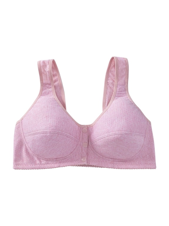 Ticikt Women's Plus Size Front Snap Maternity Bra Wireless Thin Cup Wide Strap Vest Nursing Bras