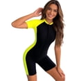 thumbnail image 1 of Ticikt Women's Short Sleeve Rash Guard Swimsuit Top with Built in Bra Swim Shirt UPF50+ Zip Up Quick Drying Bathing Suit,Color:Yellow,Size:S, 1 of 4