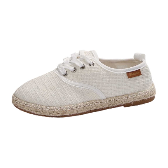 Ticikt Women's Slip on Shoes Fashion Canvas Sneakers Low Top Casual Shoes Flat Retro Canvas Shoes for Women,Color:White,Size:6