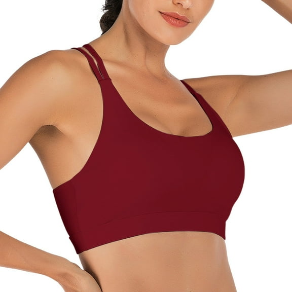 Ticikt Women's U Neck Fitness Camisole Yoga Bra with Back Gathering for Workout and Exercise,Color:Red