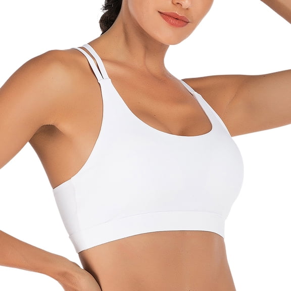 Ticikt Women's U Neck Fitness Camisole Yoga Bra with Back Gathering for Workout and Exercise,Color:White