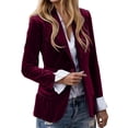 thumbnail image 1 of Ticikt Women's Velvet Suit Blazer Jacket Casual Notch Collar Long Sleeve One Buttons Open Front Blazer Coat Pocket, 1 of 5