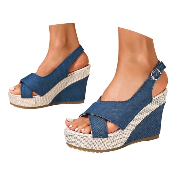 Ticikt Women's Wedge Platform Sandals, Espadrille Dressy Comfortable Summer Open Toe Ankle Strap Buckle Women Sandal