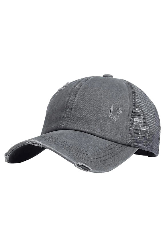 Womens Ponytail Hat Baseball Cap High Messy Bun Ponycap Hats Quick Drying Mesh Hat,Color:Grey