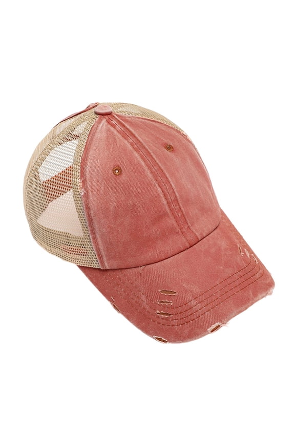 Womens Ponytail Hat Baseball Cap High Messy Bun Ponycap Hats Quick Drying Mesh Hat,Color:Orange