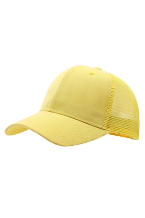 Womens Ponytail Hat Baseball Cap High Messy Bun Ponycap Hats Quick Drying Mesh Hat,Color:Yellow