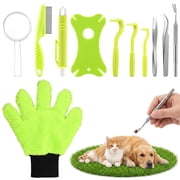 Tick Removal Tool 11 in 1 with Storage Box, Tick Tweezers, Flea Comb, Magnifying Glass, Dog Tick Remover Tool Tick Removal Kit Tick Removal Tool for Dogs Cats Pet Tick Comb