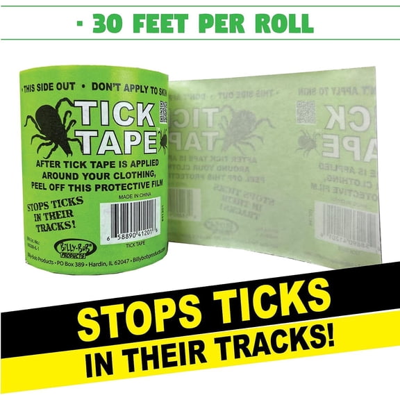 Tick Tape - Stop Ticks in Their Tracks - Apply to the outside of your clothing - Comfortable and Flexible! Each roll is 30 feet long