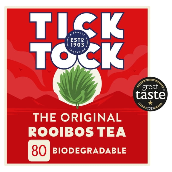 Tick Tock Rooibos Tea 80 Tea Bags 180G, Imported from Britain