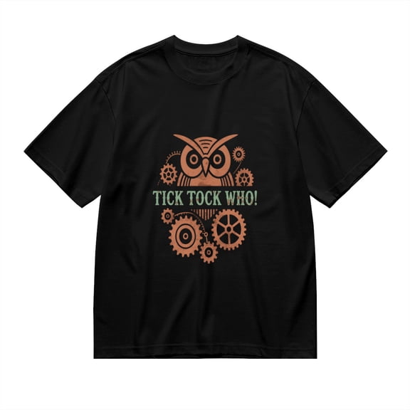 Tick Tock Who, Owl Print 1, T Shirt for Men, Vintage Graphic Tees Men, 23807068,M