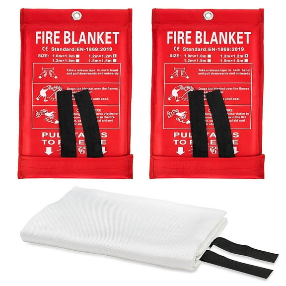 Emergency Fire Blanket for Home and Kitchen, 2-Pack 47"x47", Fiberglass Fire Blankets Emergency for Home BBQ Grill Camping Car Office Warehouse Picnic Fireplace Fireproof Survival Safety