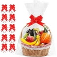 thumbnail image 1 of TickJOY 20 Pcs Clear Cellophane Bags Large (24 in x 30 in), 3 Mil Thicker Cellophane Wrap for Gift Baskets, Celofan Plastic Gift Bags with Red Bows Ribbon, 1 of 7