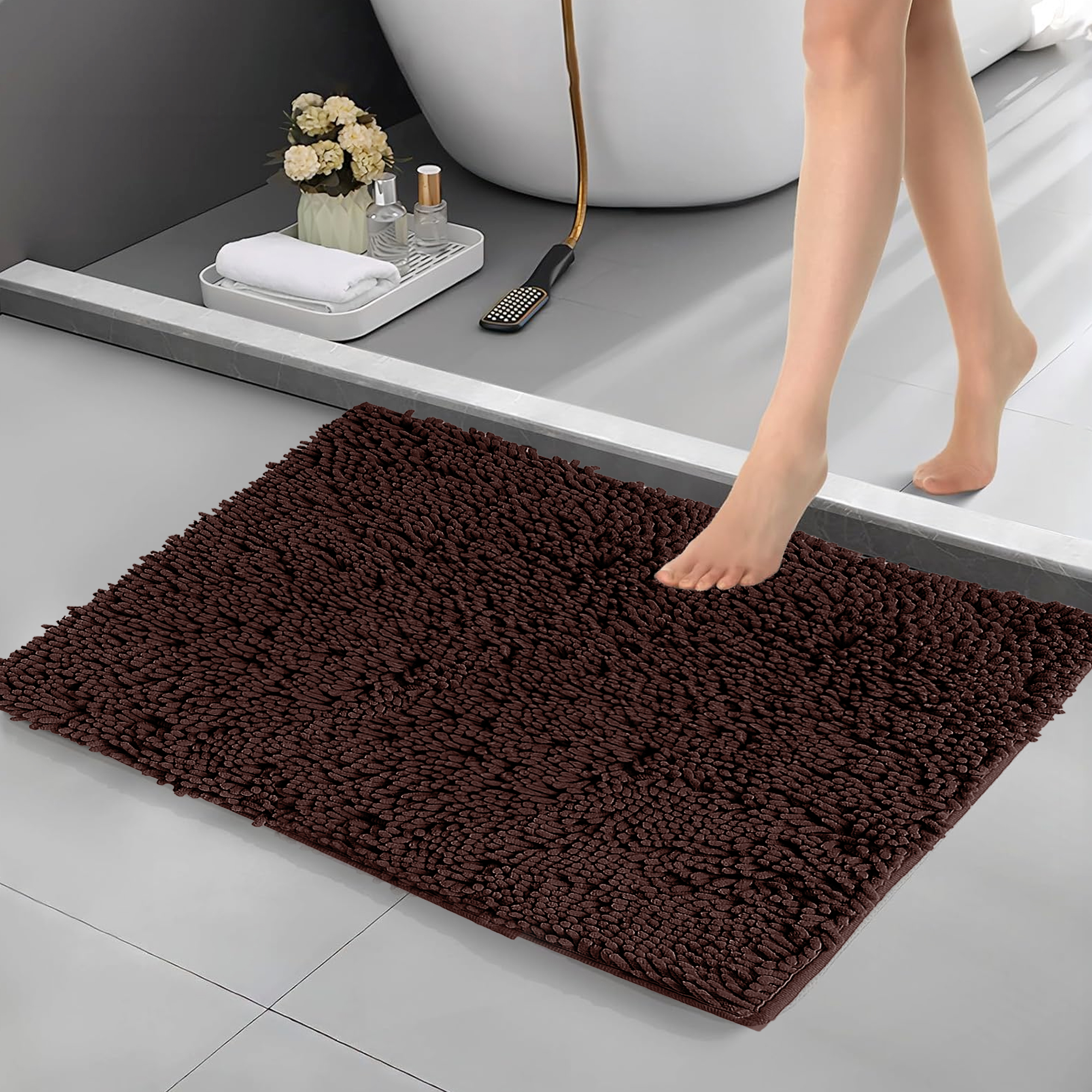 TickJOY 31"x20" Bathroom Rug, Non-Slip Bath Mat, Soft Cozy Shaggy ...