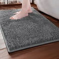 thumbnail image 1 of TickJOY Chenille Bathroom Rug 26"x17" - Non-Slip Machine Washable Bath Mat, Plush Shaggy Bath Rugs for Bathroom Floor, Absorbent Toilet Rug, Soft Grey Bathroom Decor (Grey), 1 of 7