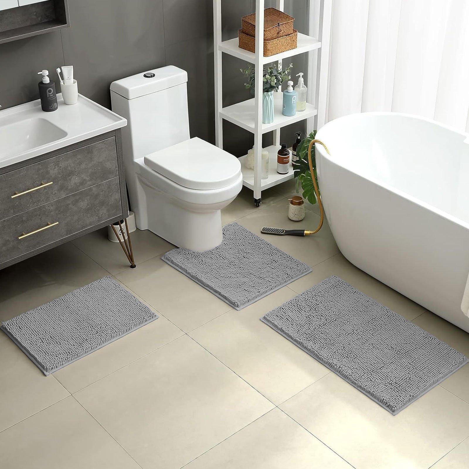 Garland Rug Serendipity 3 Piece Shaggy Nylon Washable Bathroom Rug Set