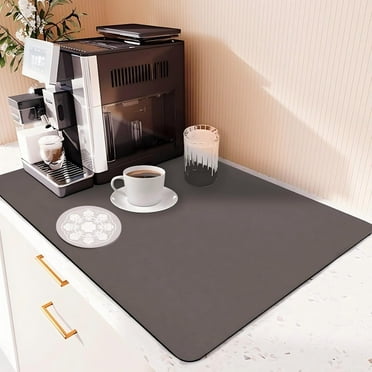 TickJOY 12"x 19" Absorbent Coffee Mat - Stylish Dish Drying Mat for Kitchen Counter - Ideal Coffee Bar Mat for Home and Office Use, Keeps Surfaces Dry and Clean, Dark Gray
