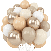 TickJOY White Sand Balloons, 60 Pcs Double Stuffed Beige Boho Balloons, 12 Inch Metallic Chrome Champagne Nude Neutral Cream Balloons for Bridal Shower Blue Baby Shower Party Decorations