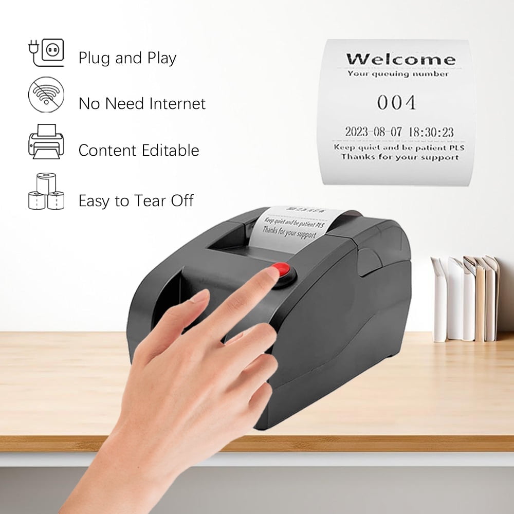 Lengon Take A Number Ticket Dispenser - 3 Digit Queue Machine With Auto-Cutter For Waiting Lines 1 thumbnail image