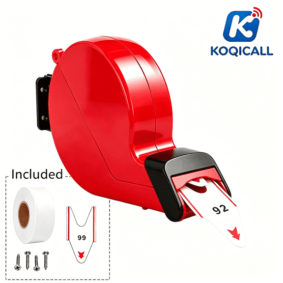 KOQICALL Red Take a Number Dispenser, 2 Digit 00-99 Queue Machine, Restaurant Table Waiting Equipment, Number Ticket System with Beeper Pager for Bank, Restaurant, School, Hospital