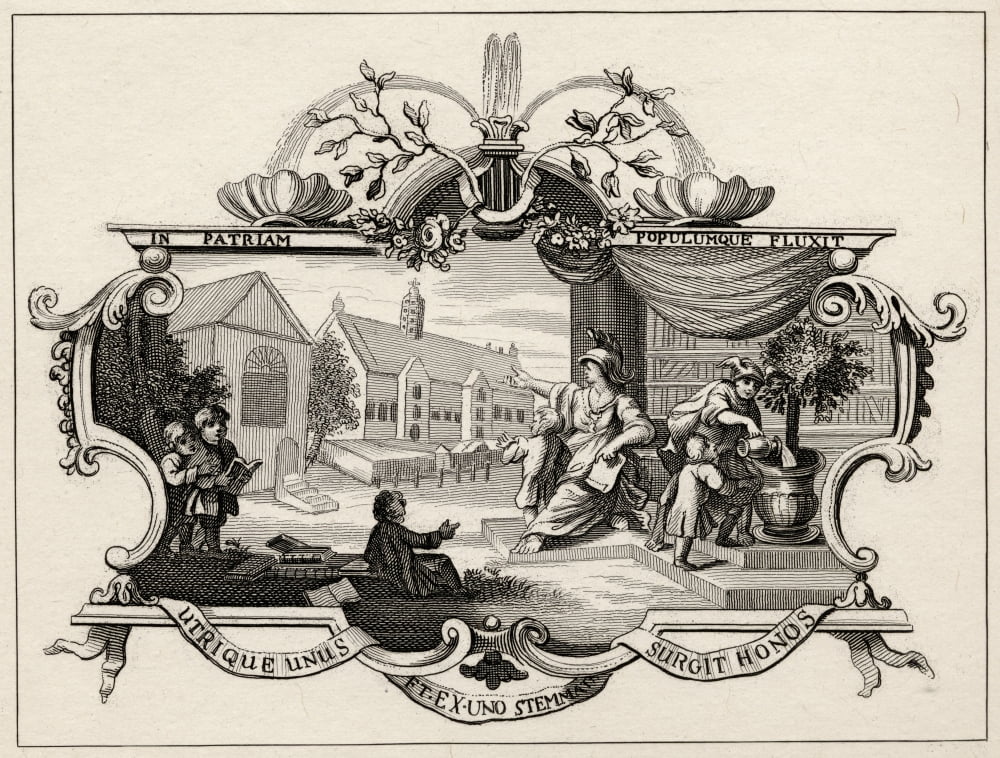 Ticket For Tiverton School Feast 1740 From The Works Of Hogarth Published London 1833 Canvas Art - Ken Welsh Design Pics (32 x 24)