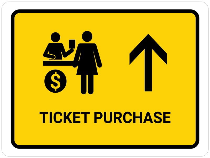Ticket Purchase With Up Arrow Yellow Sign Safety Restriction Alert ...