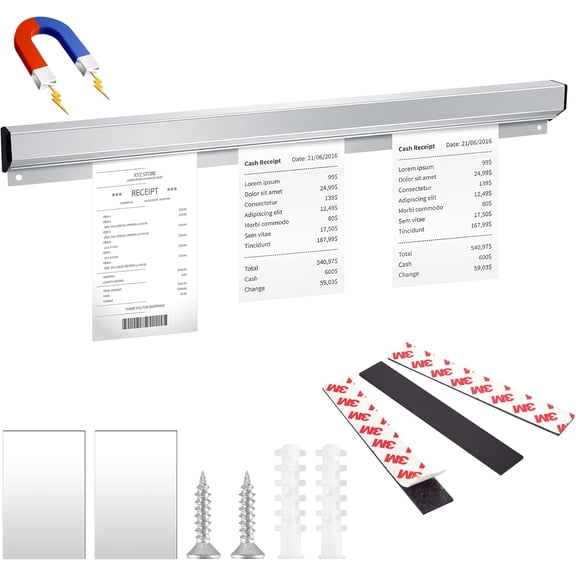 Ticket Rack Magnetic Restaurant Order Holder Slide Check Rack Kitchen Ticket Holder Note and Paper Holder Aluminum Ticket Holder for Restaurant with Strips Bill Orders Display Rail for Kitchen