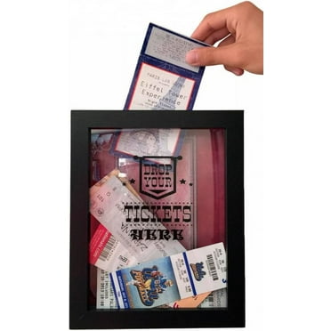 Ticket Shadow Box - 8x10 - Shadowbox - Top Loading 4" Slot Display Storage Wall or Shelf Frame
