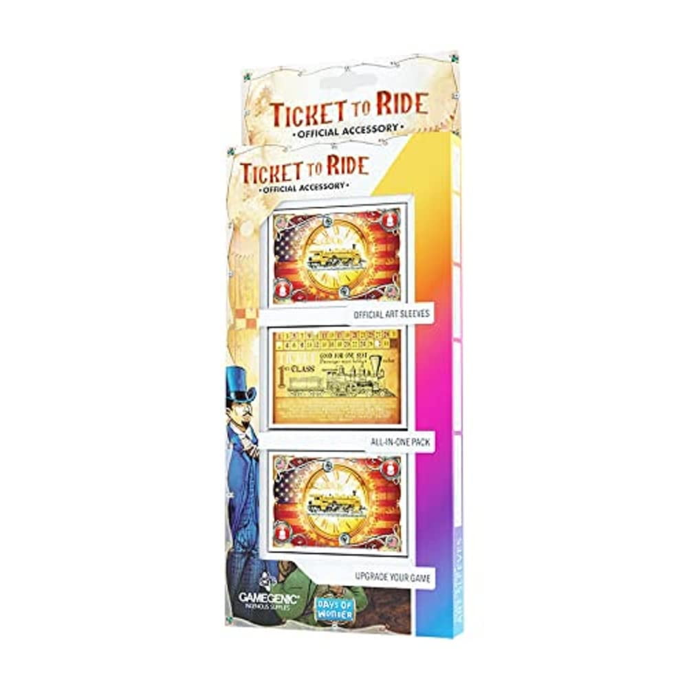 ticket to ride card sleeves Gamegenic Official Art | All-in-One Pack of 152 Sleeves | Card Game Holder | Designed for Use with The Ticket to Ride Board Game The matte finish makes shuffling the cards easier Ticket to Ride: Art Sleeves