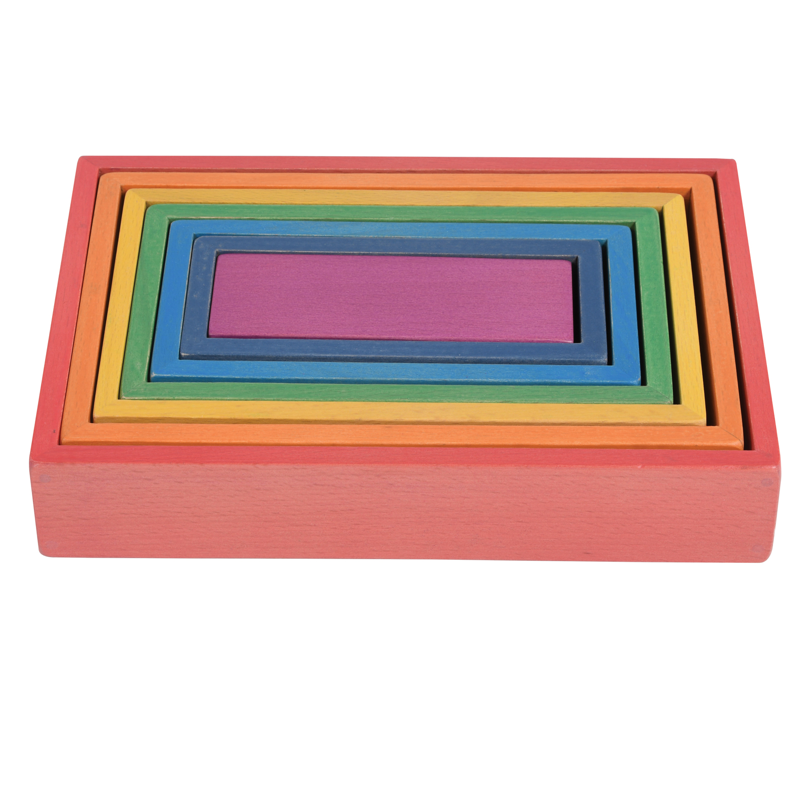 7 Boutons En Bois Arc-en-ciel TickiT - Jeu D'empilement Et De Tri, Tailles Graduées De 5 à 14 Cm