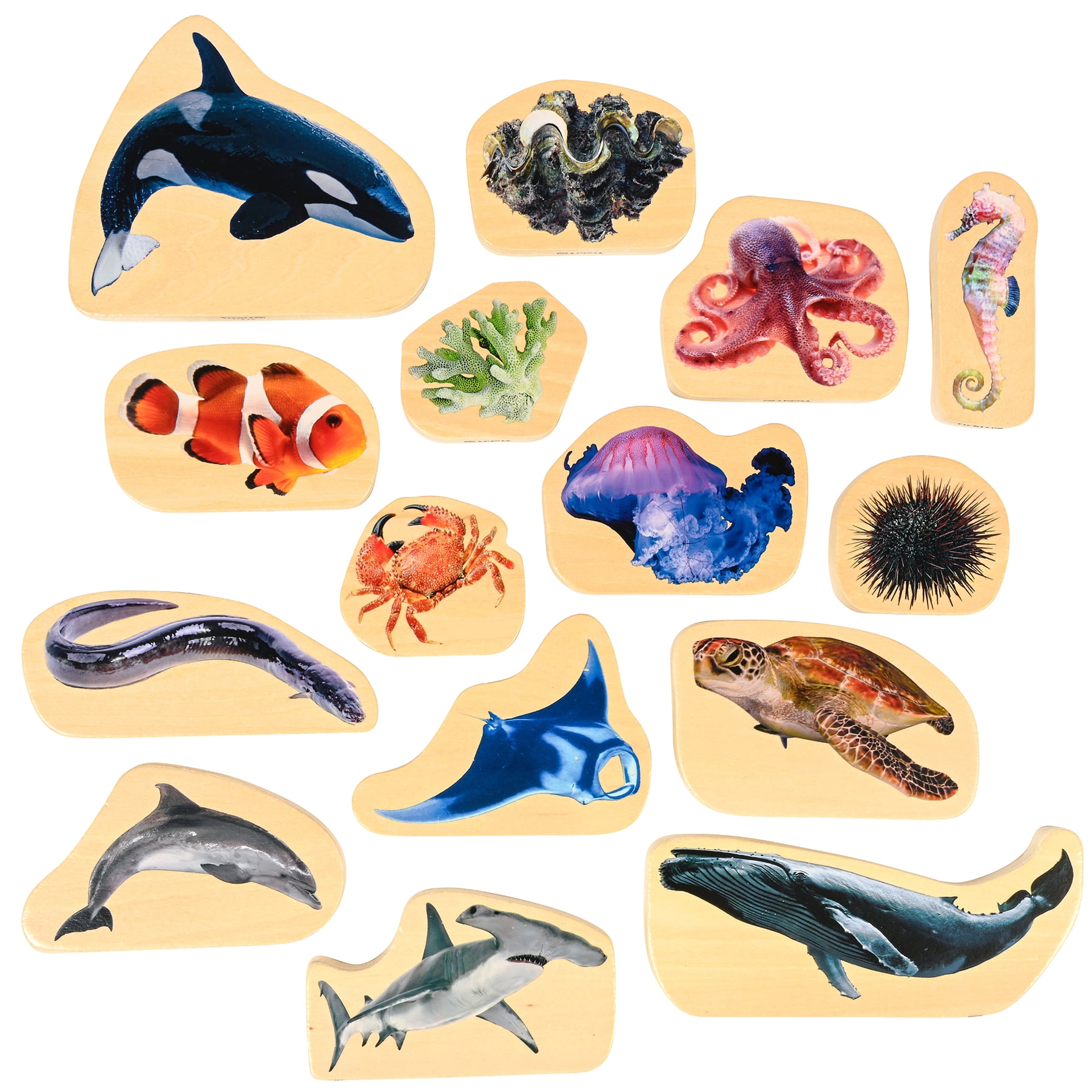 TickiT Wooden Sea Life Blocks - Set of 15